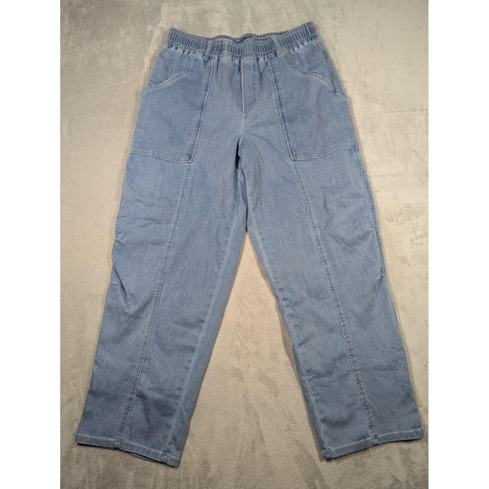 Democracy Ab Solution Jeans Womens 16 Blue Light Wash Pull On Straight Leg Denim